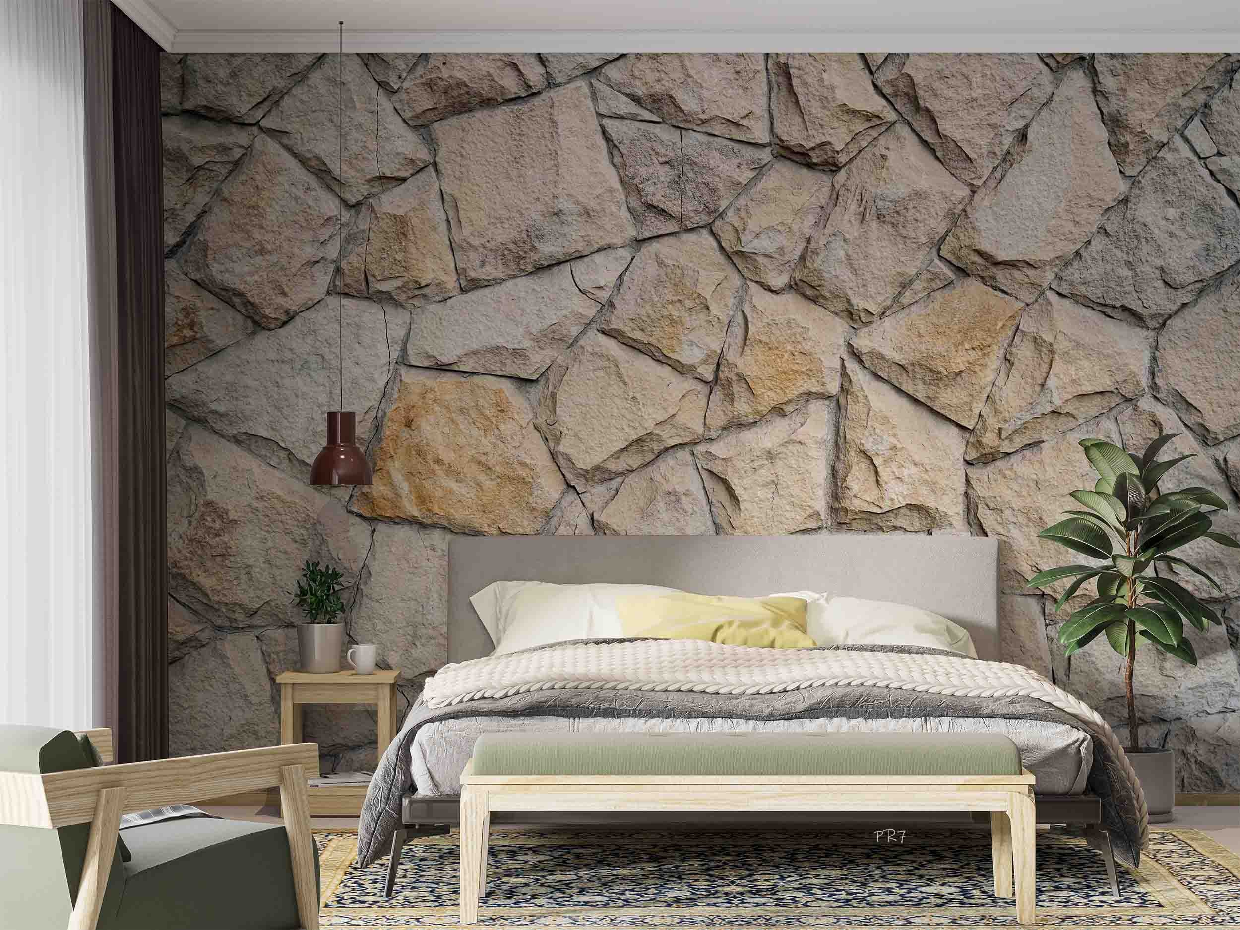 3D Vintage Brown Stone Wall Texture Wall Mural Wallpaper GD 4407- Jess Art Decoration