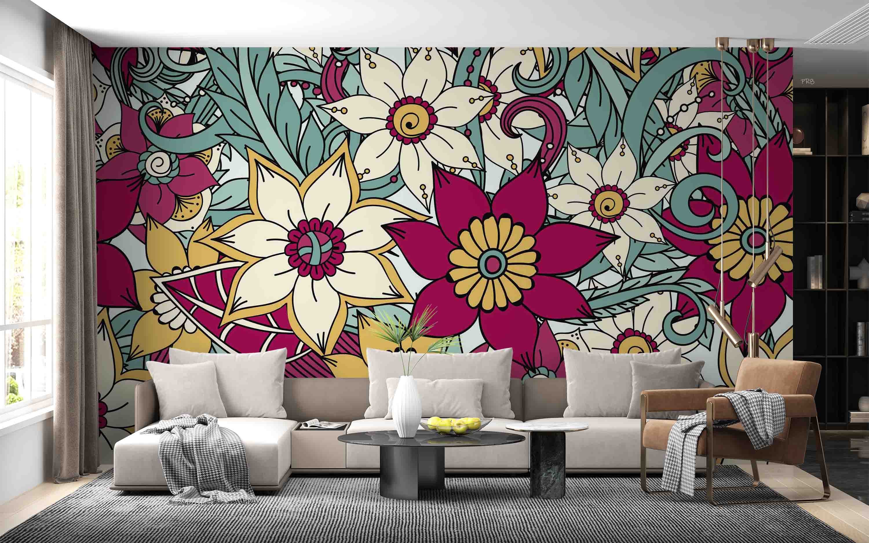 3D Vintage Floral Pattern Wall Mural Wallpaper GD 4560- Jess Art Decoration