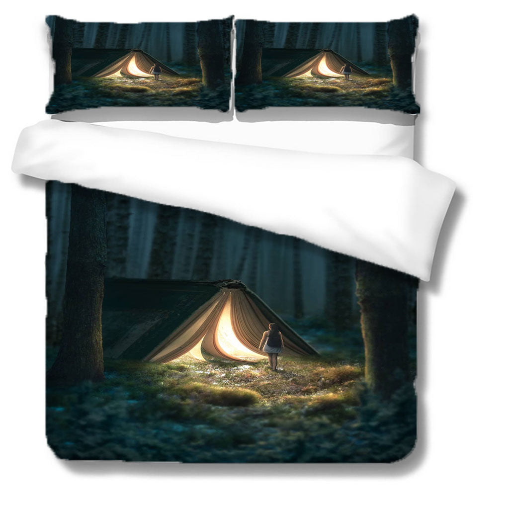 3D Tree Tent Lassock Grassland Quilt Cover Set Bedding Set Duvet Cover Pillowcases 1186