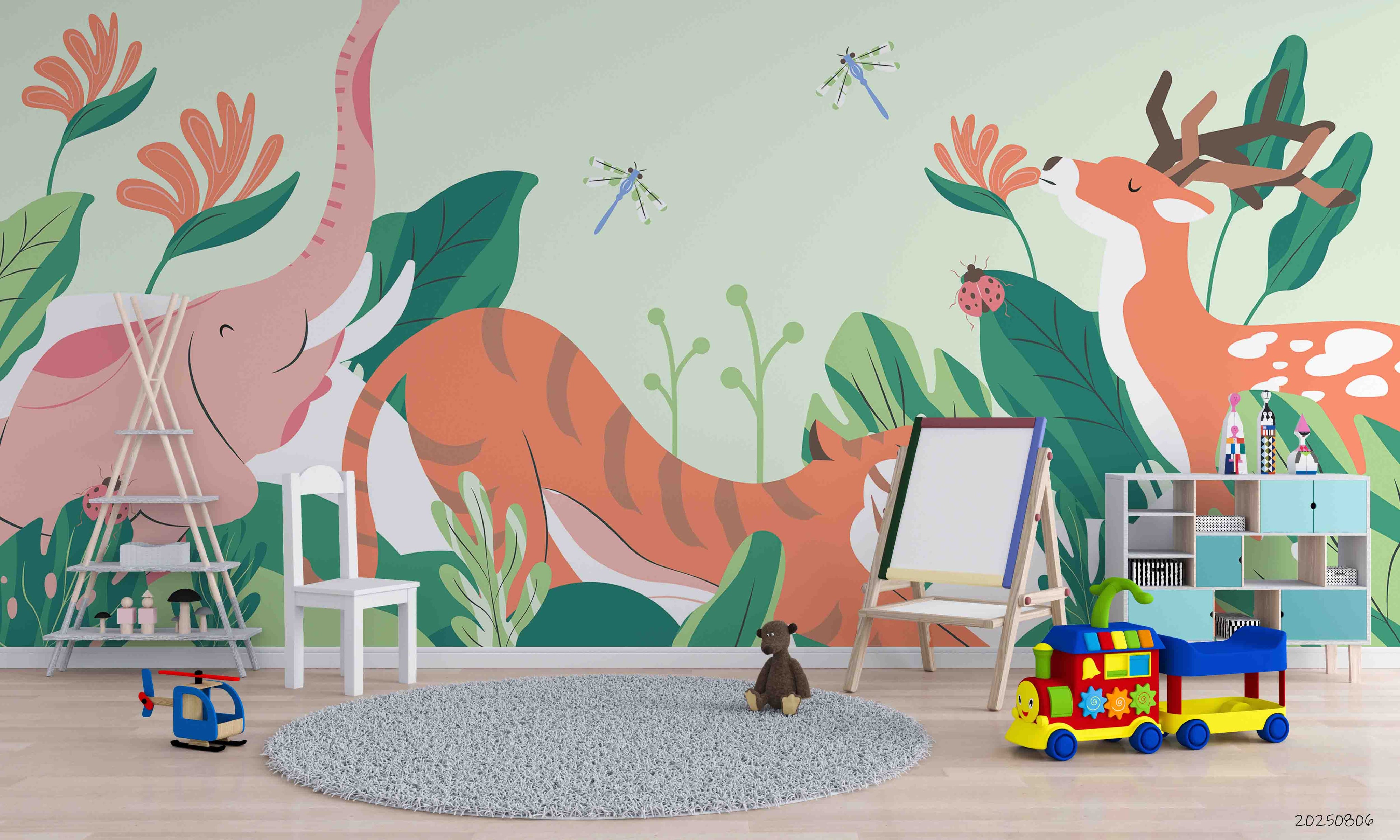 3D Childcare Nursery School Cartoon Animals Kids Wall Mural Wallpaper JN 15