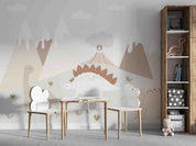 3D Mountain Dinosaur Cloud Volcano Wall Mural Wallpaper YXL 336