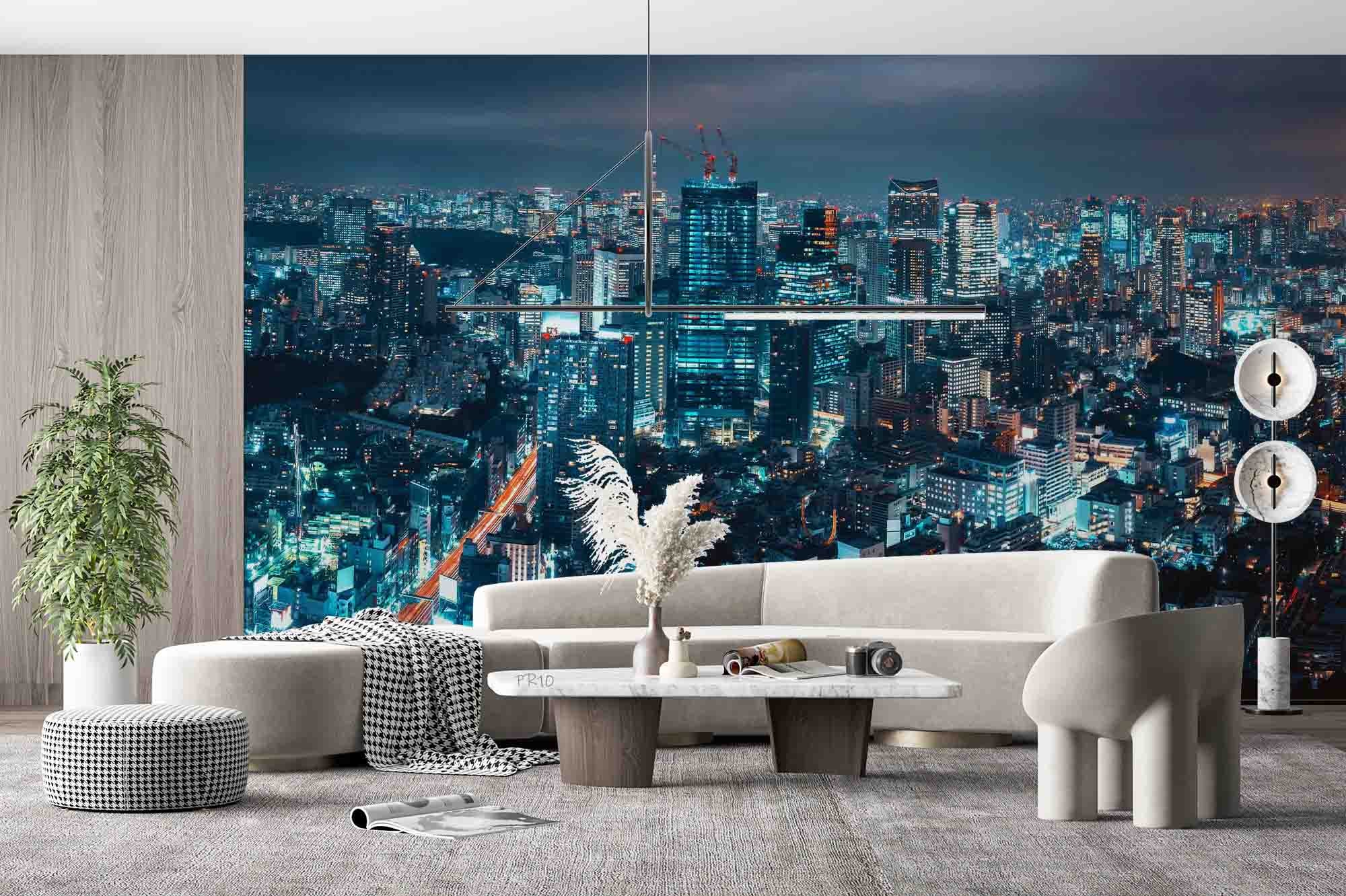 3D Night City Tall Buildings View Wall Mural Wallpaper GD 4752- Jess Art Decoration