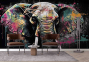 3D Animal Elephant Colours Graffiti Wall Mural Wallpaper YXL 1838