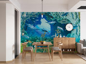 3D Underwater World Whale Fish Coral Sea Turtle Wall Mural Wallpaper YXL 2845