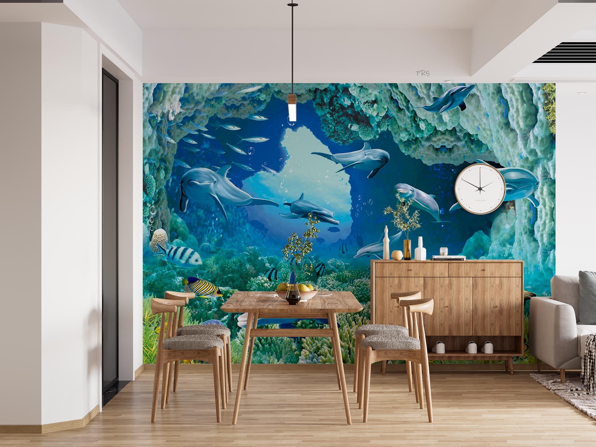 3D Underwater World Whale Fish Coral Sea Turtle Wall Mural Wallpaper YXL 2845