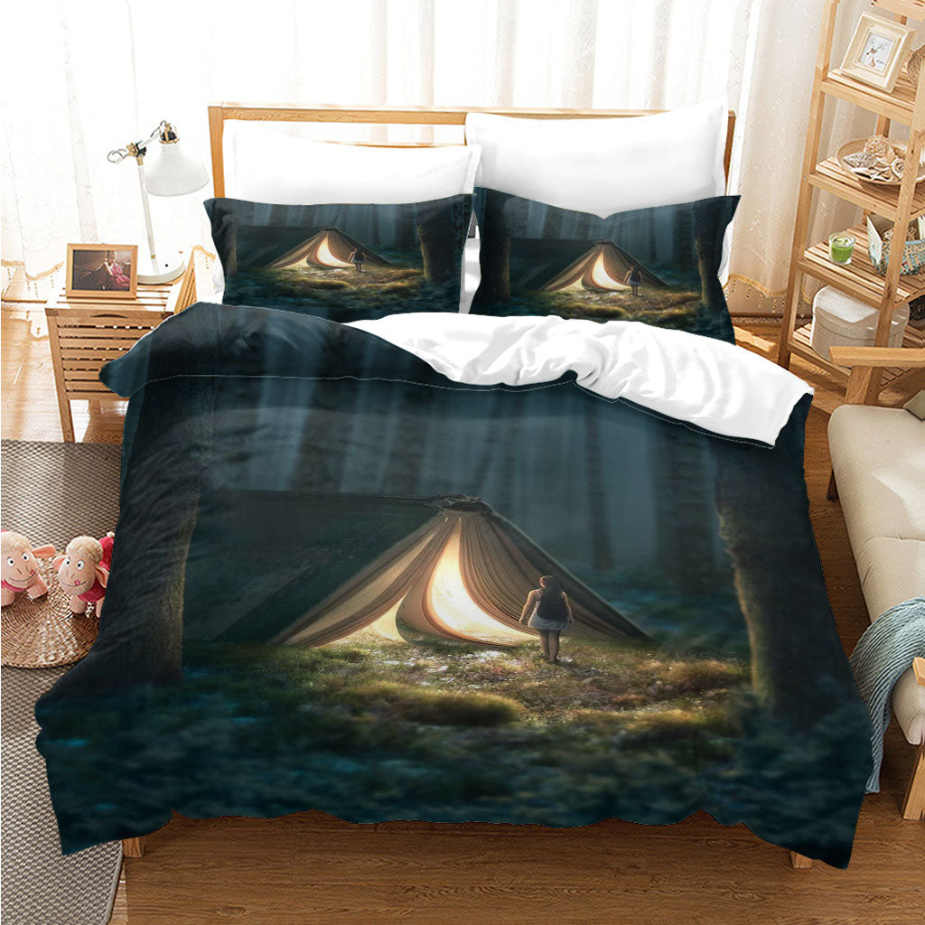 3D Tree Tent Lassock Grassland Quilt Cover Set Bedding Set Duvet Cover Pillowcases 1186