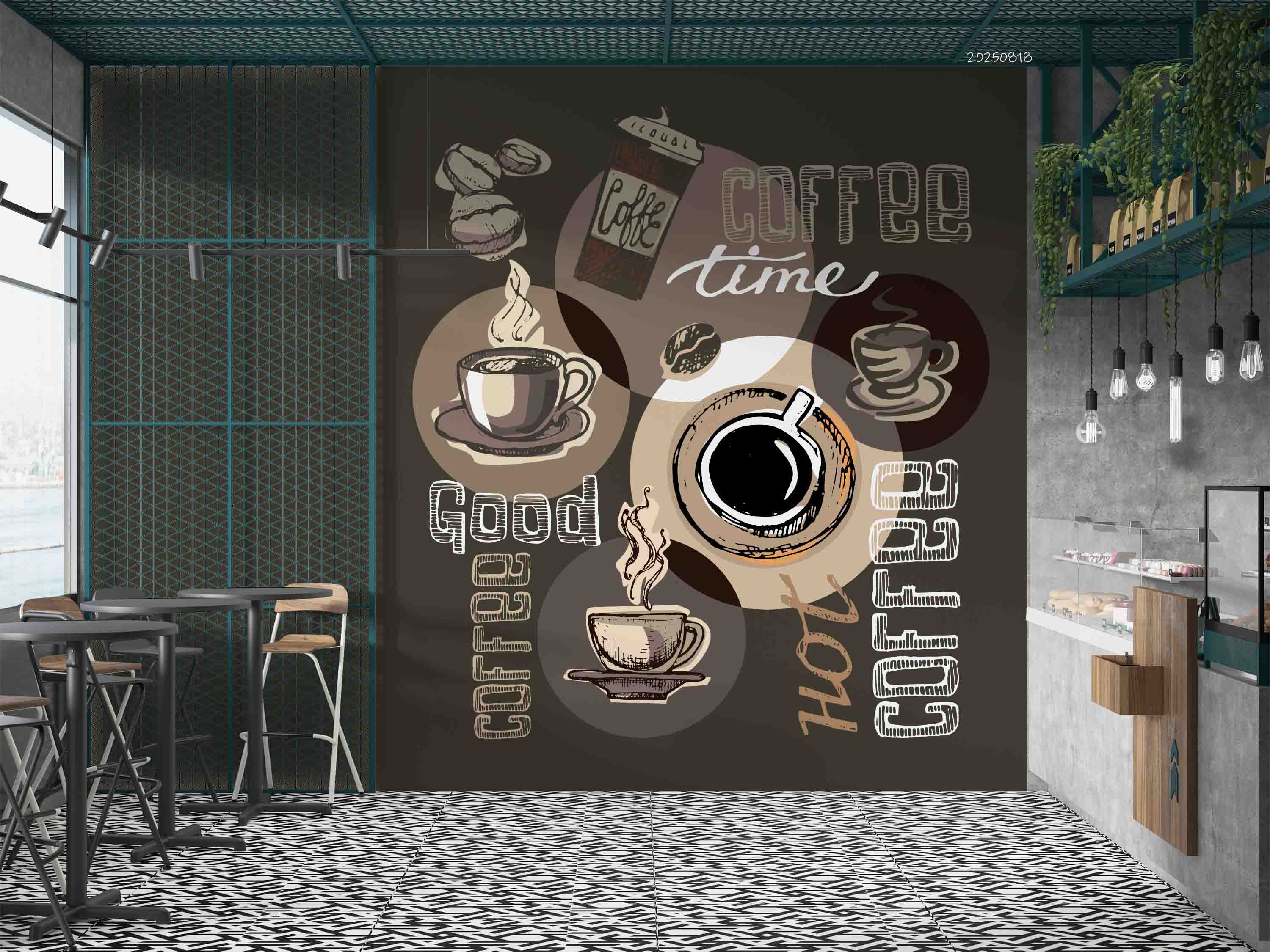 3D Restaurant Snack Bar Coffee Shop Wall Mural Wallpaper 58