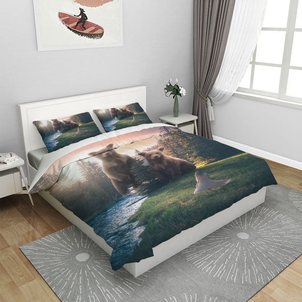 3D Tree Sea Grassland Bear Child Quilt Cover Set Bedding Set Duvet Cover Pillowcases 1187