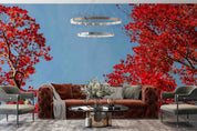 3D Red Maple Leaves Autumn Landscape Wall Mural Wallpaper JN 384