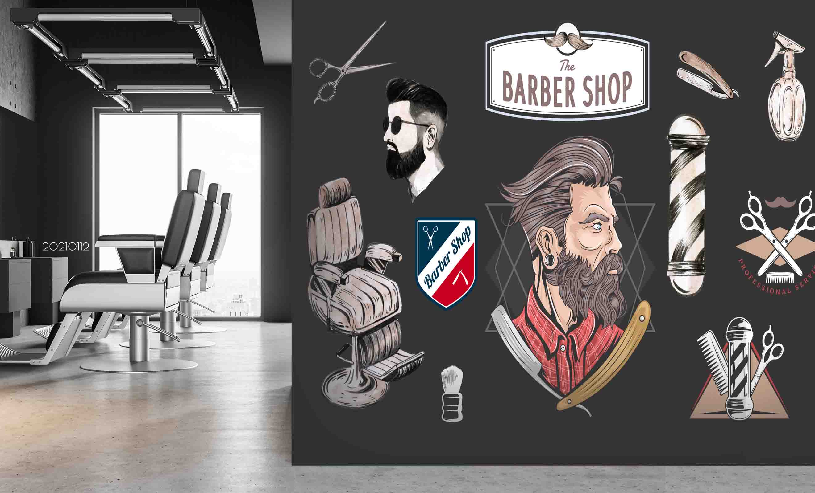 3D Barber Shop Hair Salon Haircut Specialist Shaving  Wall Mural Wallpaper 8