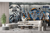 Graffiti Person Letter Street Sign Wallpaper typography graffiti wall mural for teen room or studio