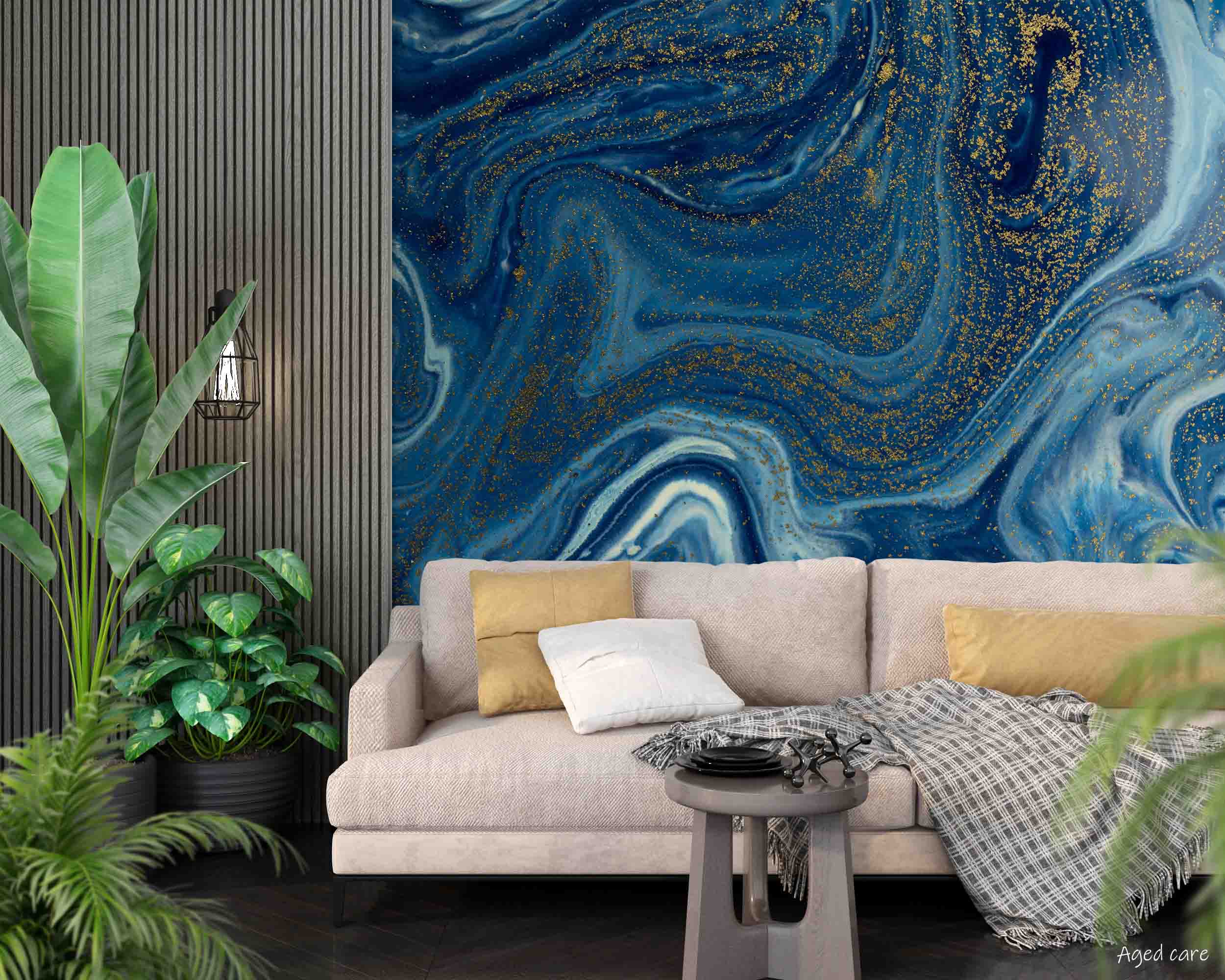 3D Aged Care Retirement Home Gerocomium Rest Home Marble Blue Wall Mural Wallpaper 39