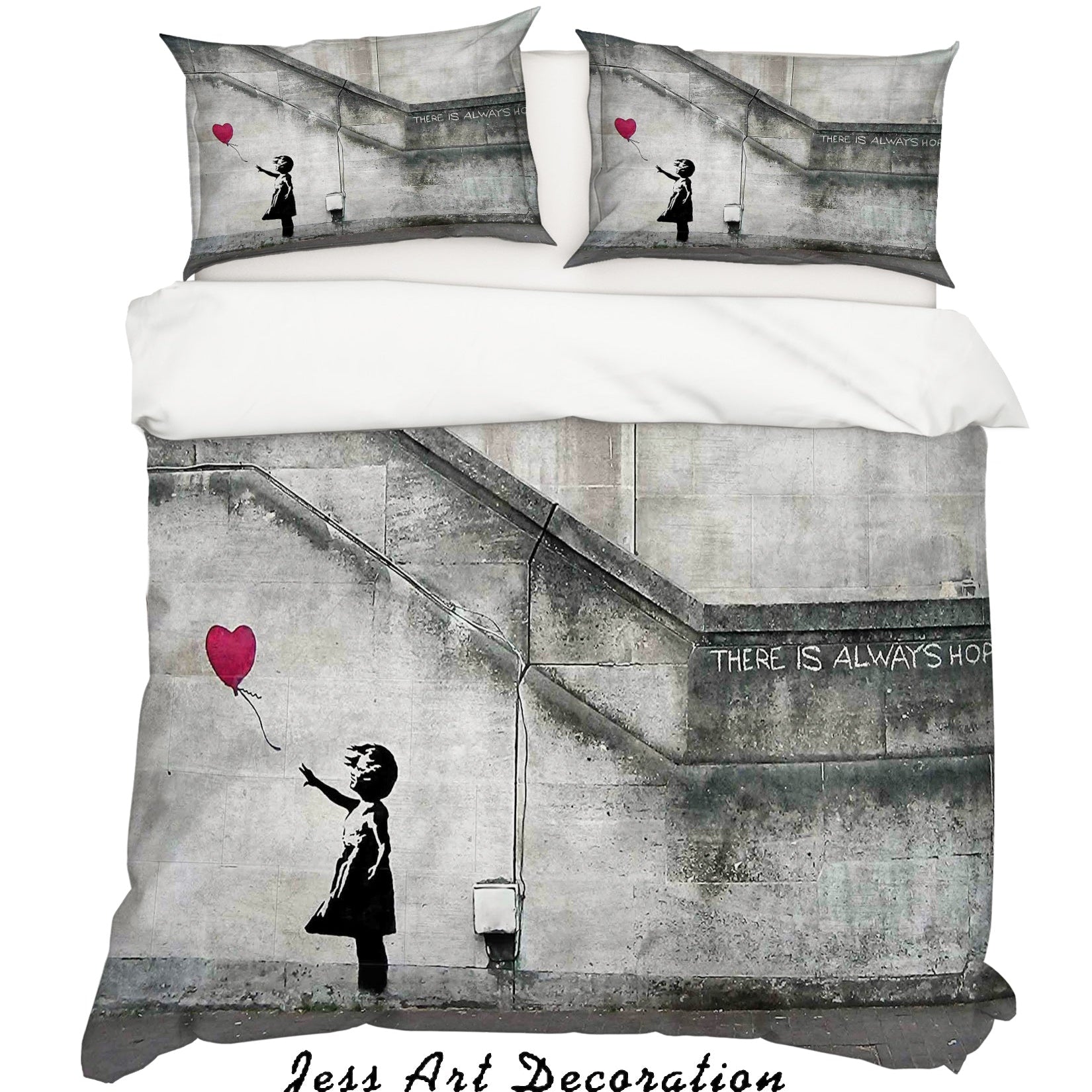 3D Banksy Alone Girl Red Balloon Quilt Cover Set Bedding Set Duvet Cover Pillowcases  ZY D75- Jess Art Decoration
