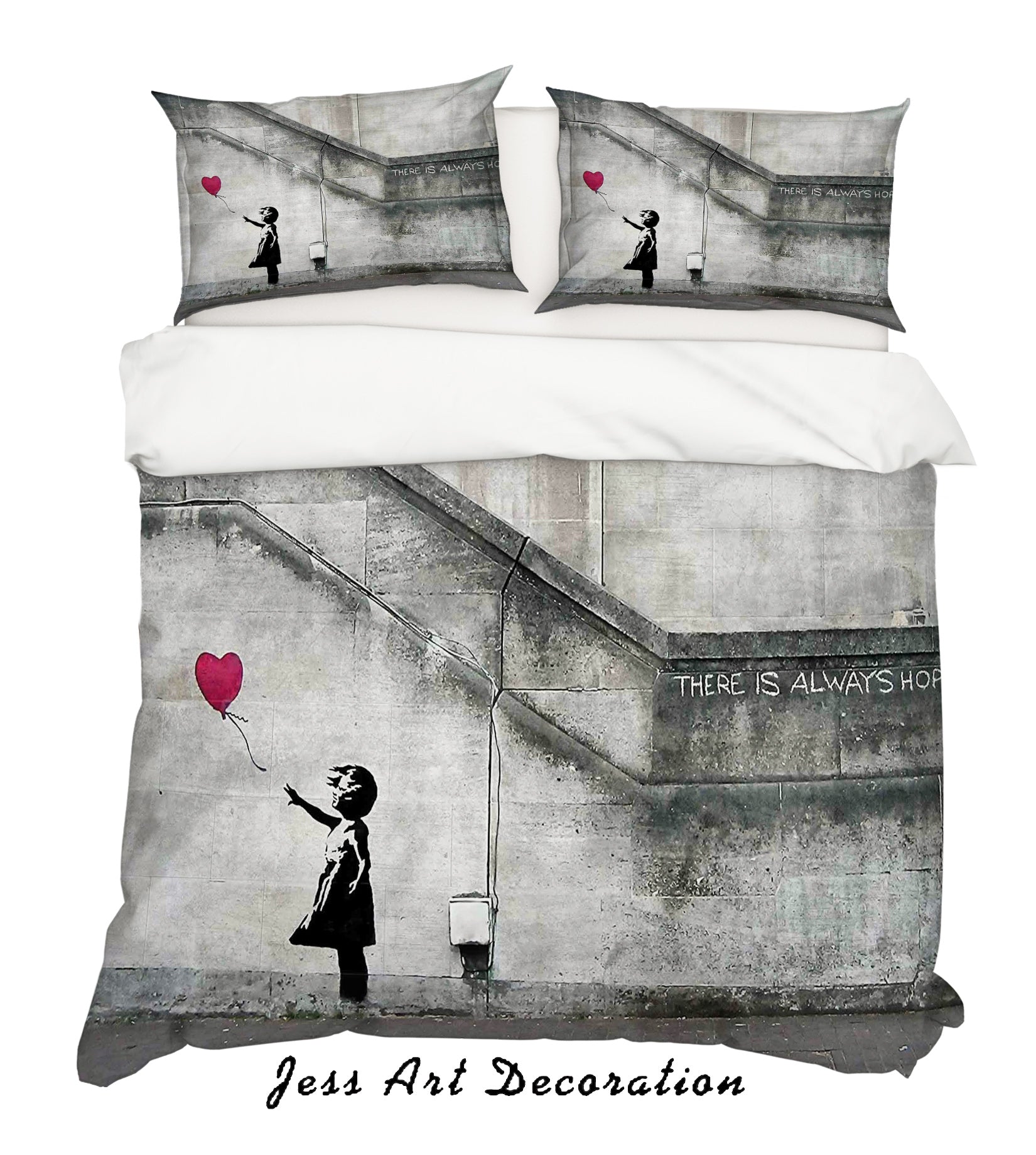 3D Banksy Alone Girl Red Balloon Quilt Cover Set Bedding Set Duvet Cover Pillowcases  ZY D75- Jess Art Decoration