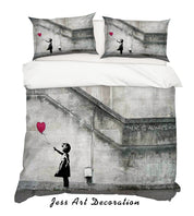 3D Banksy Alone Girl Red Balloon Quilt Cover Set Bedding Set Duvet Cover Pillowcases  ZY D75- Jess Art Decoration