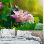 3D Pond Pink Lotus Leaf Wallpaper Wall Mural Wall Decor Wall Art Wall Sticker Remoable Wallpaper