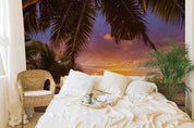 3D Beach Sea Coconut Tree Sunset Skyline Wall Mural Wallpaper GD 3110- Jess Art Decoration