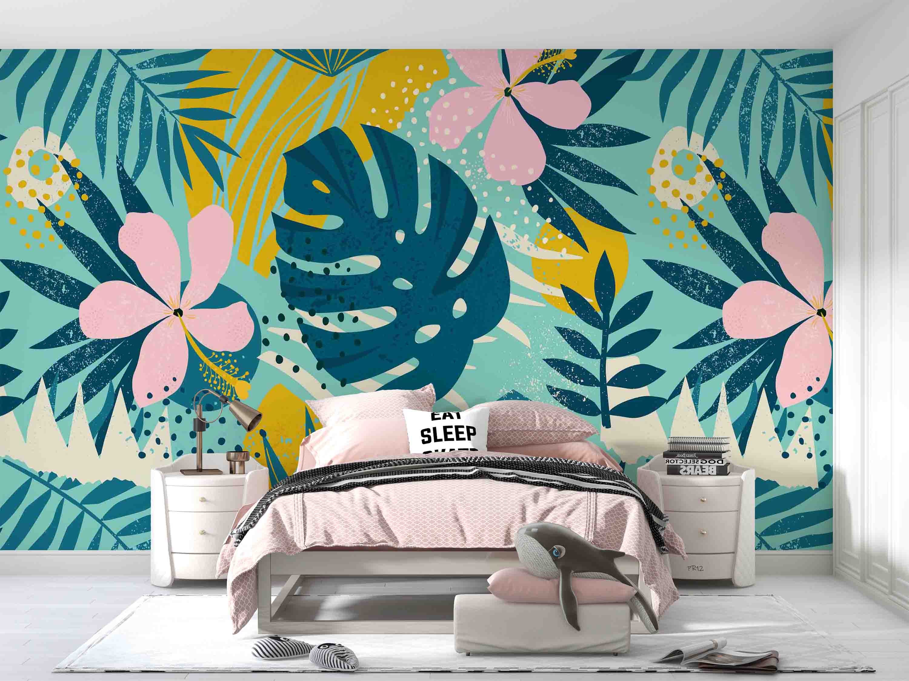 3D Modern Art Tropical Floral Palm Leaf Wall Mural Wallpaper GD 4942- Jess Art Decoration