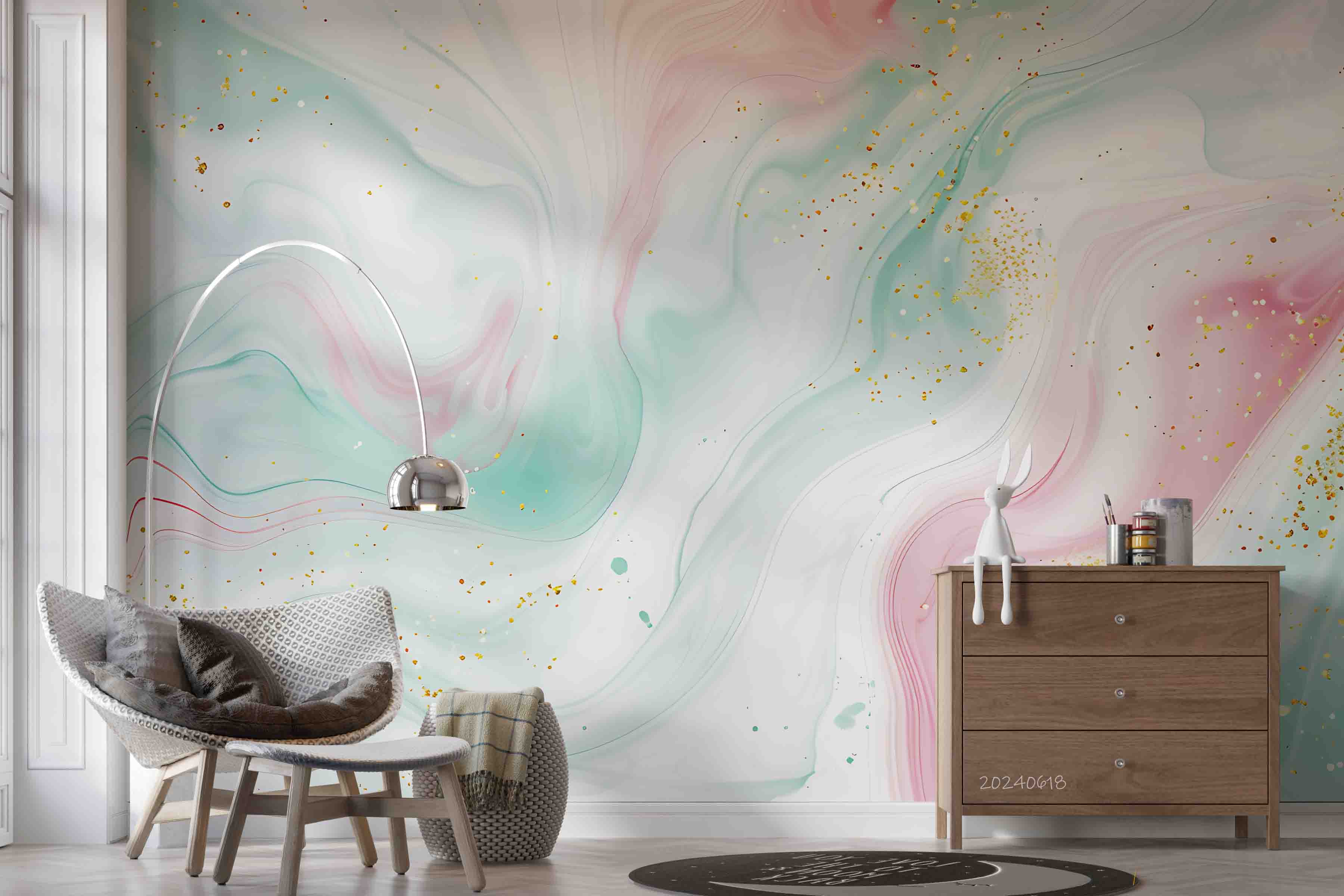 3D Abstract Damaskeen Gold Dust Texture Wall Mural Wallpaper YXL 631