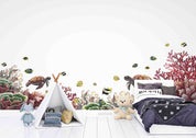 3D Animal Sea Turtle Stone Fish Coral Wall Mural Wallpaper YXL 51