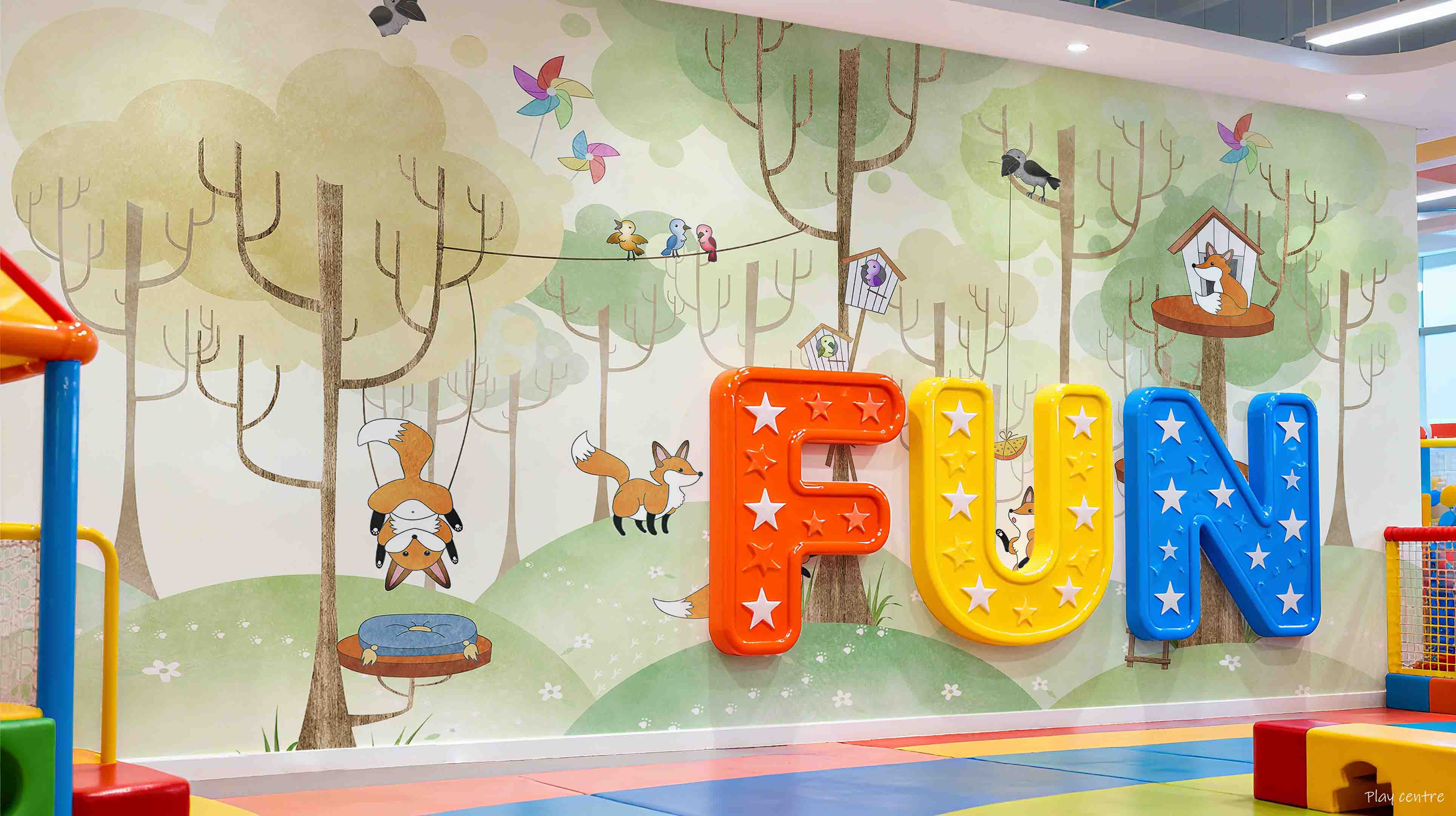 3D Play Centre Amusement Park Funfair Cartoon Animals Wall Mural Wallpaper 28