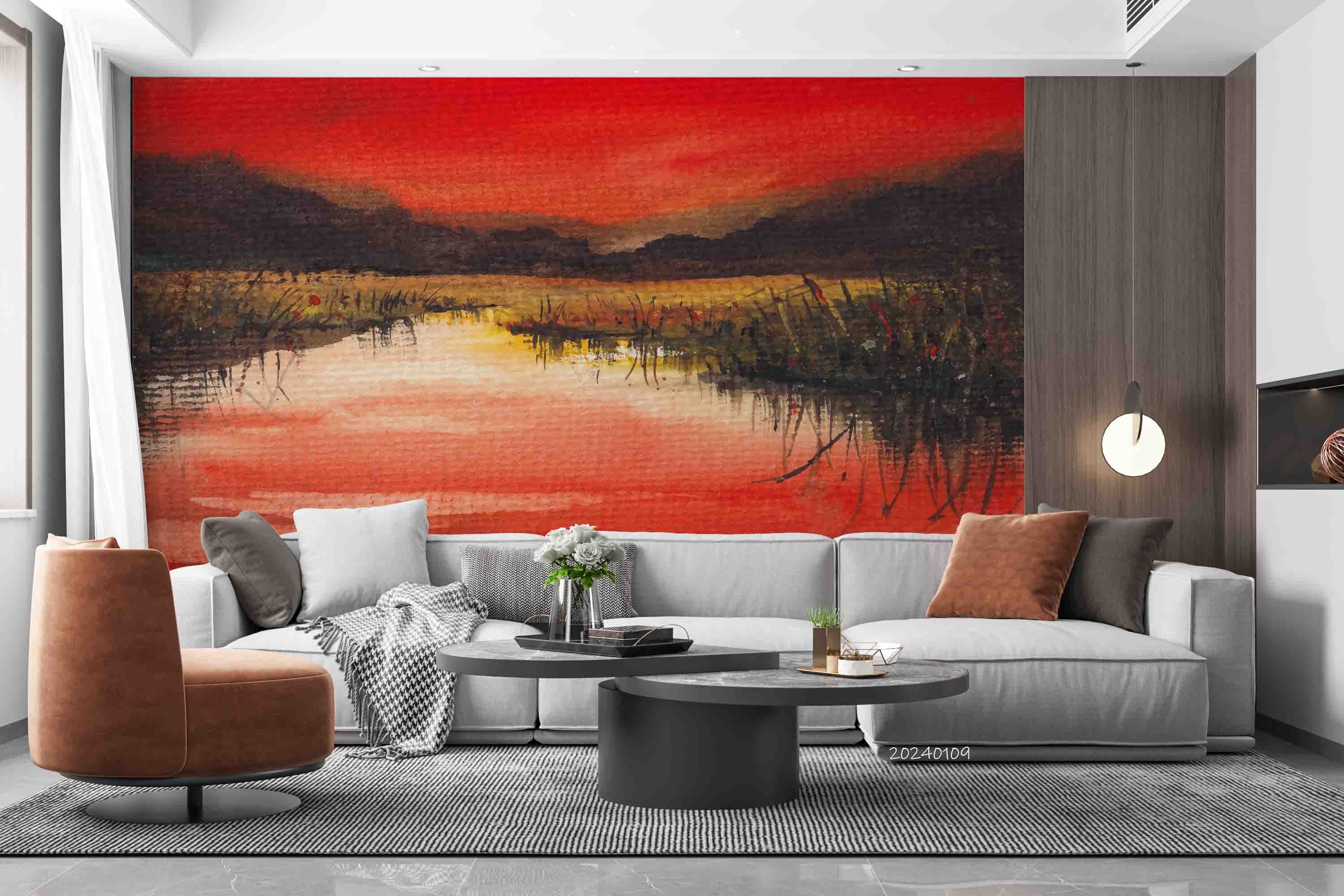3D Oil Painting Tree Mountain Sea Grassland Wall Mural Wallpaper YXL 123