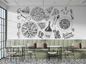 3D Pizza Chianti Mozzarella Pasta Parmesan Ink Wall Mural Wallpaper GD 5541- Jess Art Decoration
