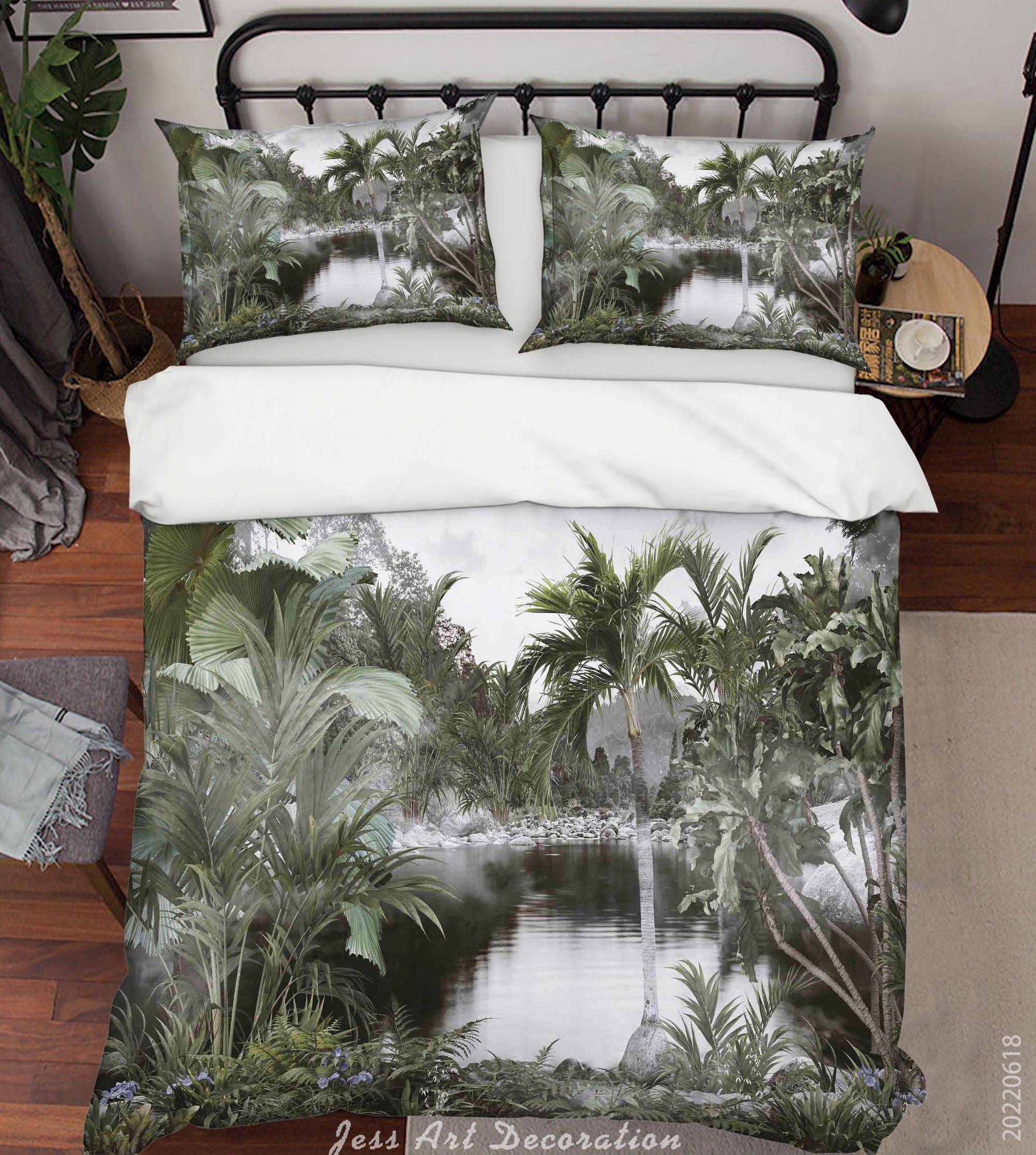 3D Forest Tree River Quilt Cover Set Bedding Set Duvet Cover Pillowcase 653