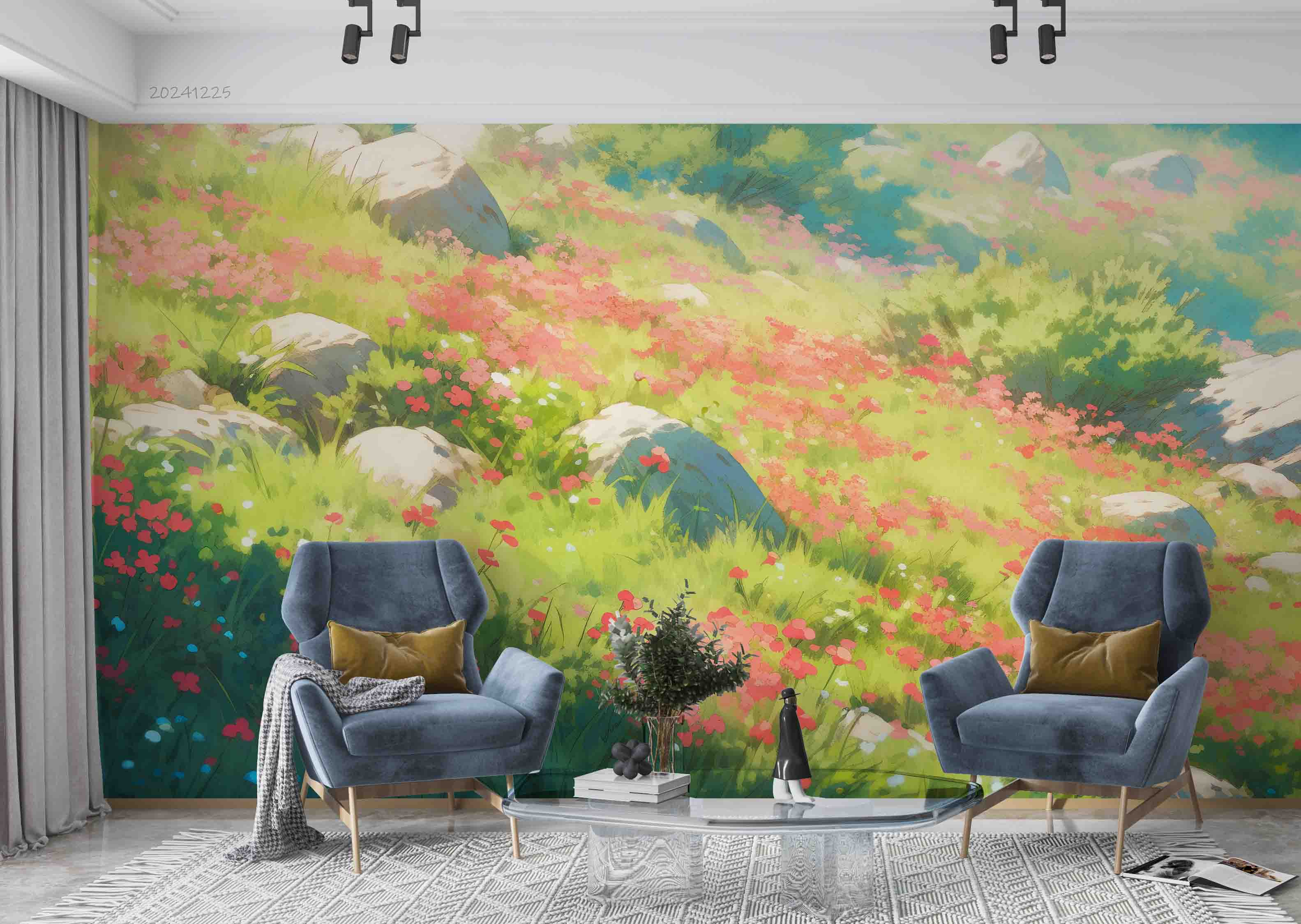 3D Hillside Floral Tree Nature Landscape Wallpaper Wall Mural Wall Decor Wall Art Wall Sticker Remoable Wallpaper LQH 19