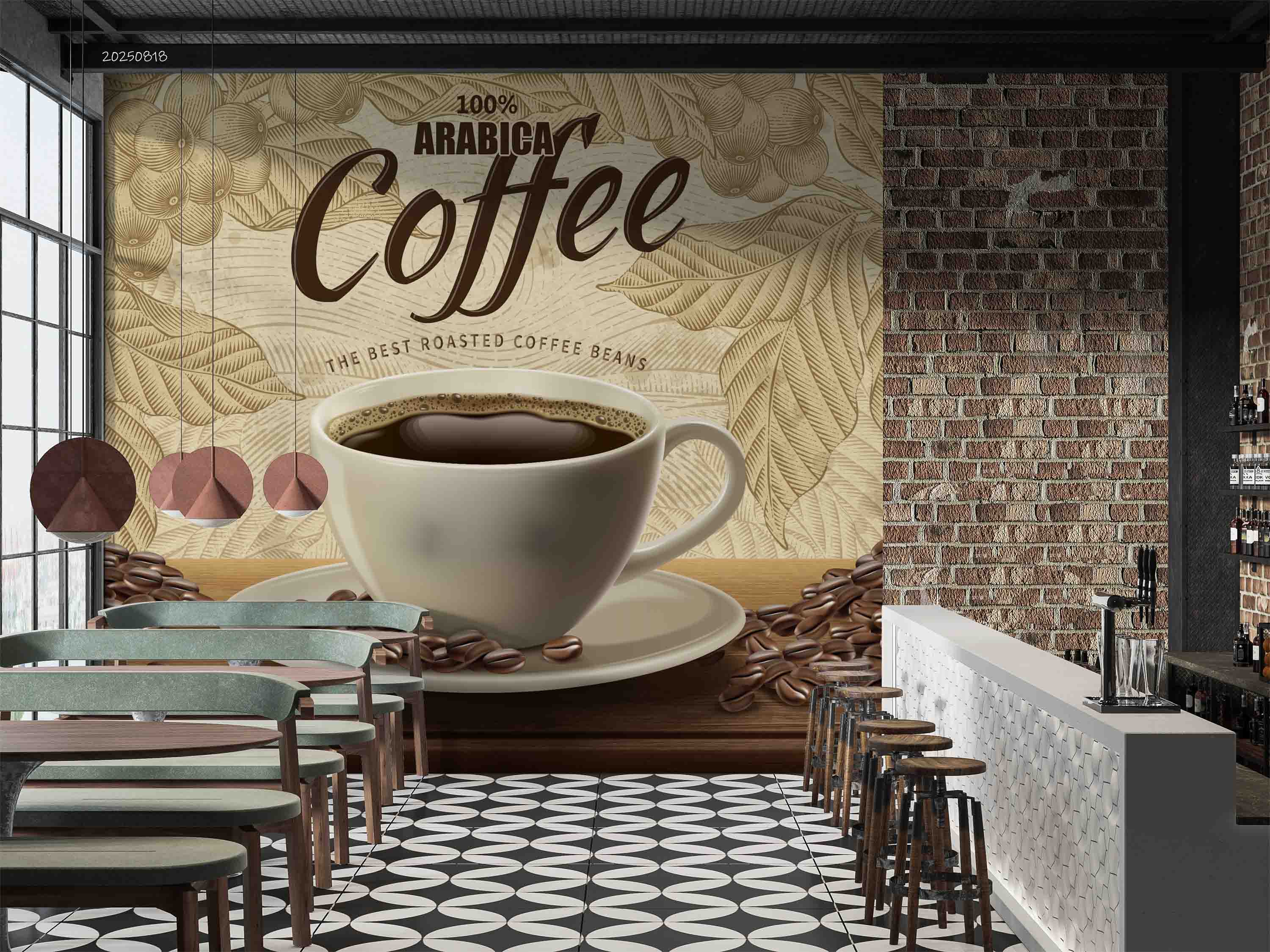 3D Restaurant Snack Bar Coffee Shop Wall Mural Wallpaper 47