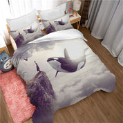 3D Mountain Whale Bird Person Cloud Quilt Cover Set Bedding Set Duvet Cover Pillowcases 1194