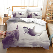 3D Mountain Whale Bird Person Cloud Quilt Cover Set Bedding Set Duvet Cover Pillowcases 1194