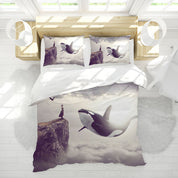 3D Mountain Whale Bird Person Cloud Quilt Cover Set Bedding Set Duvet Cover Pillowcases 1194
