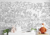 3D Cartoon Graffiti Tropical Animals Birds Trees Wall Mural Wallpaper GD 5104- Jess Art Decoration