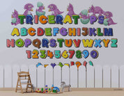 3D Childcare Nursery School Cartoon Letters Dinosaur Kids Wall Mural Wallpaper JN 17