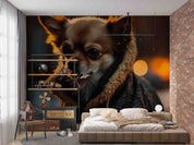 3D Animal Dog Lamplight Wall Mural Wallpaper YXL 1823