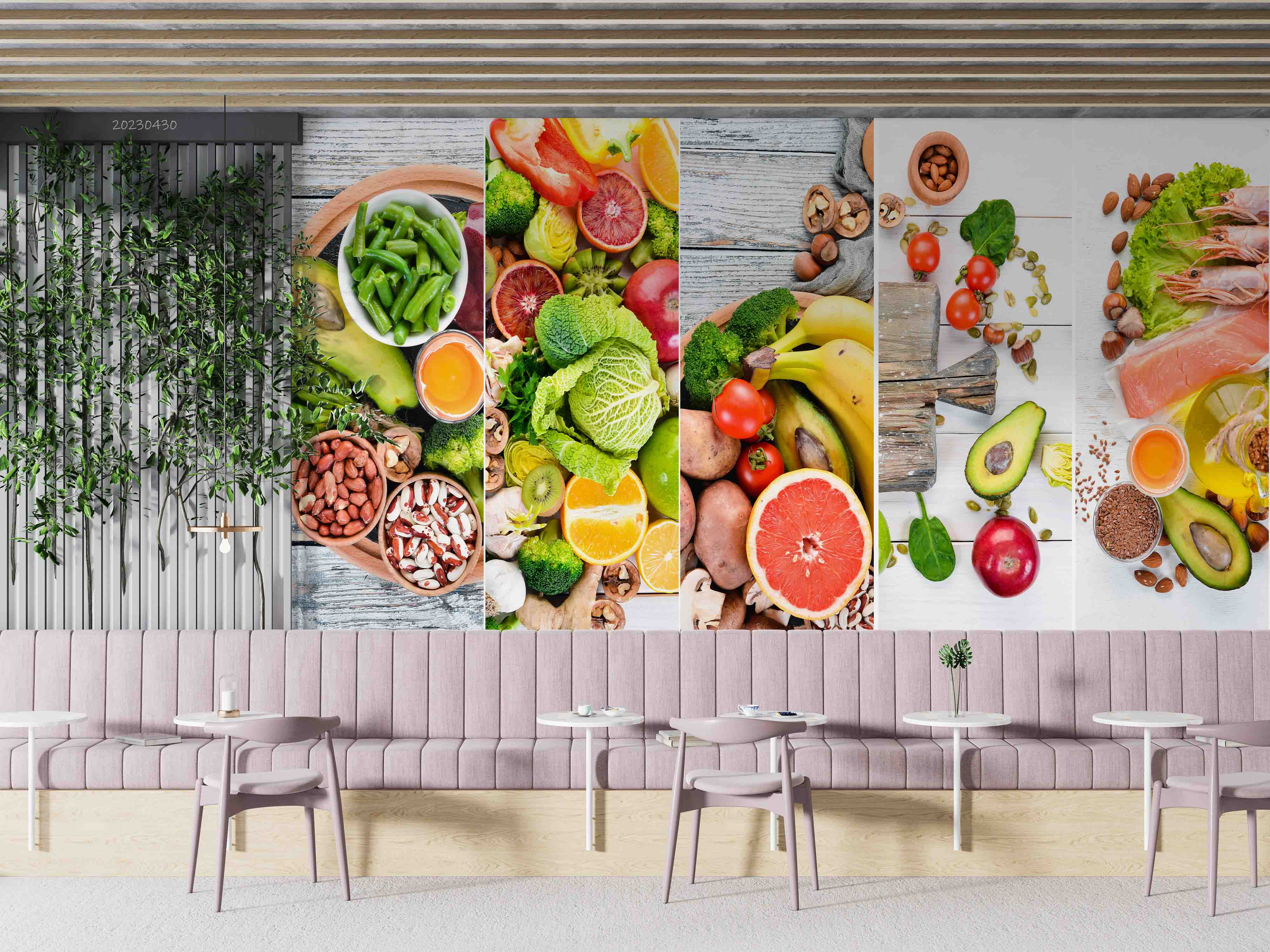 3D Healthy Keto Diet Fruits Vegetables Seafood Meat Wall Mural Wallpaper GD 5241- Jess Art Decoration
