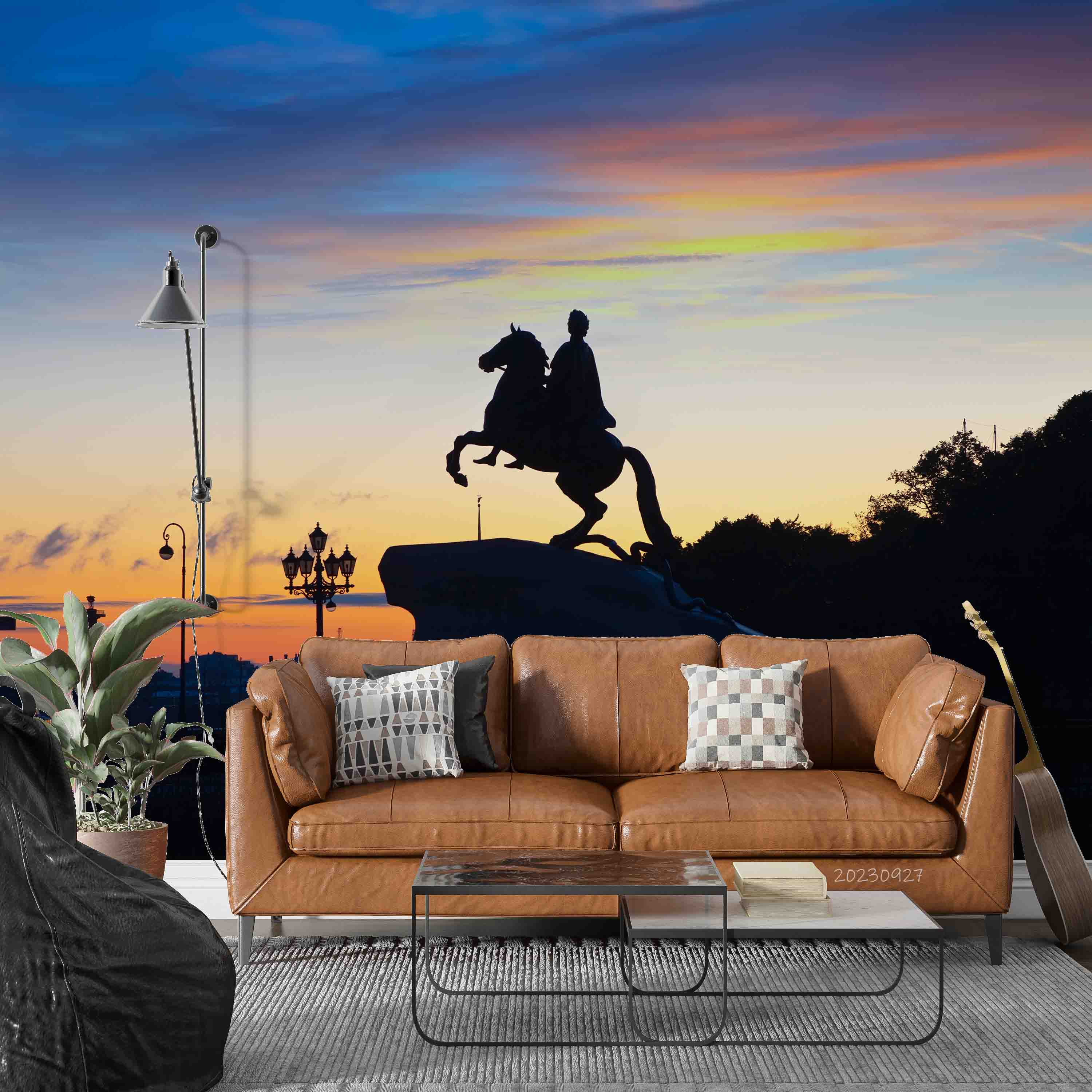 3D Urban Architecture Horse Person Sea Wall Mural Wallpaper YXL 2454