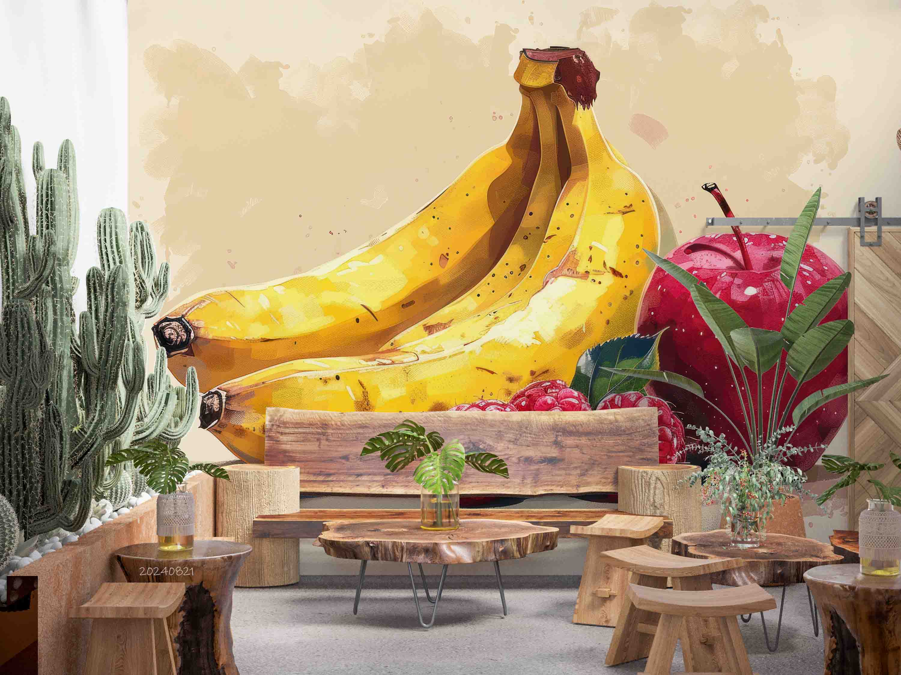 3D Pattern Apple Banana Wall Mural Wallpaper YXL 249