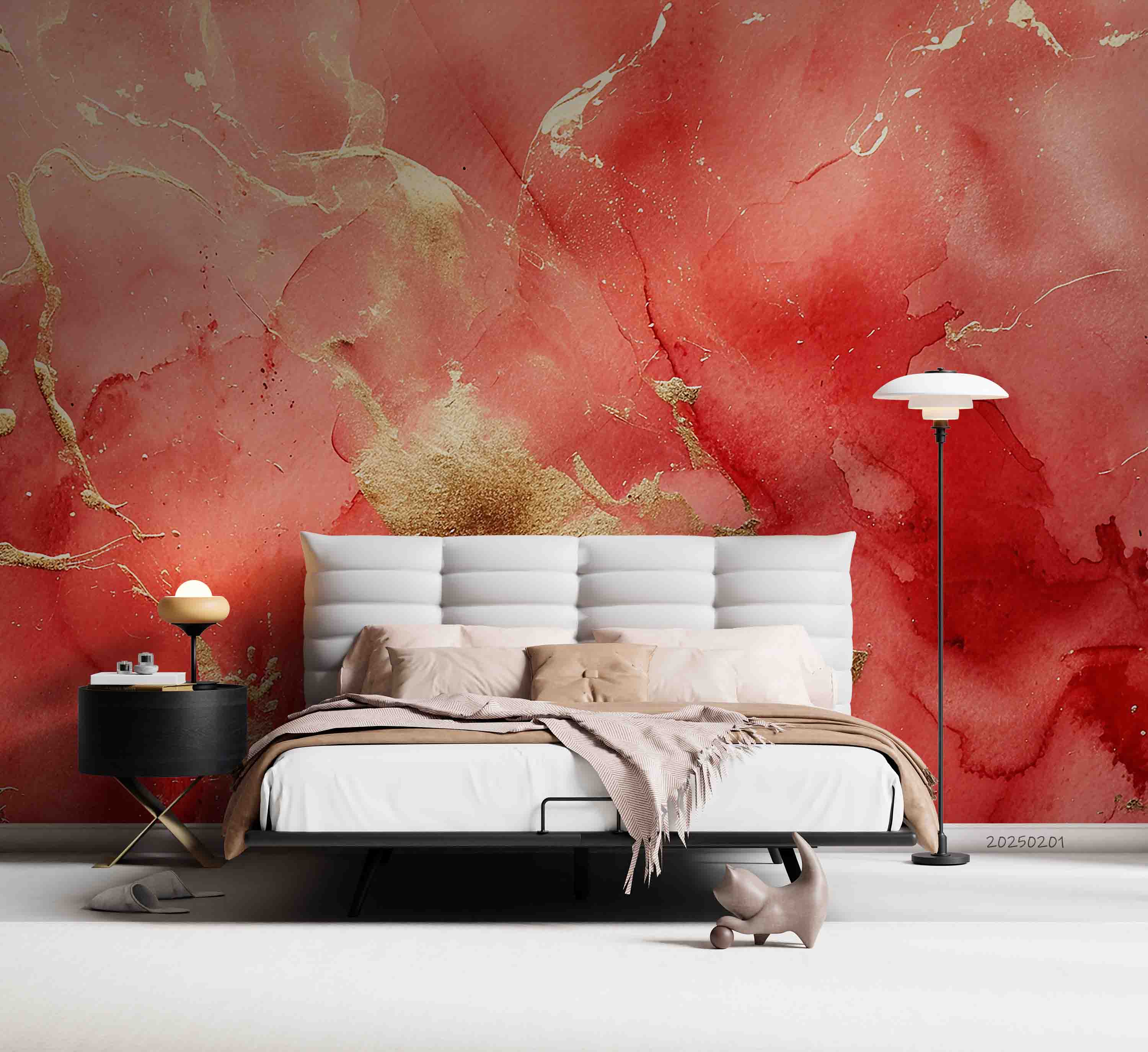 3D Watercolor Red Marble Texture Wallpaper Wall Mural Wall Decor Wall Art Wall Sticker Remoable Wallpaper LQH 34