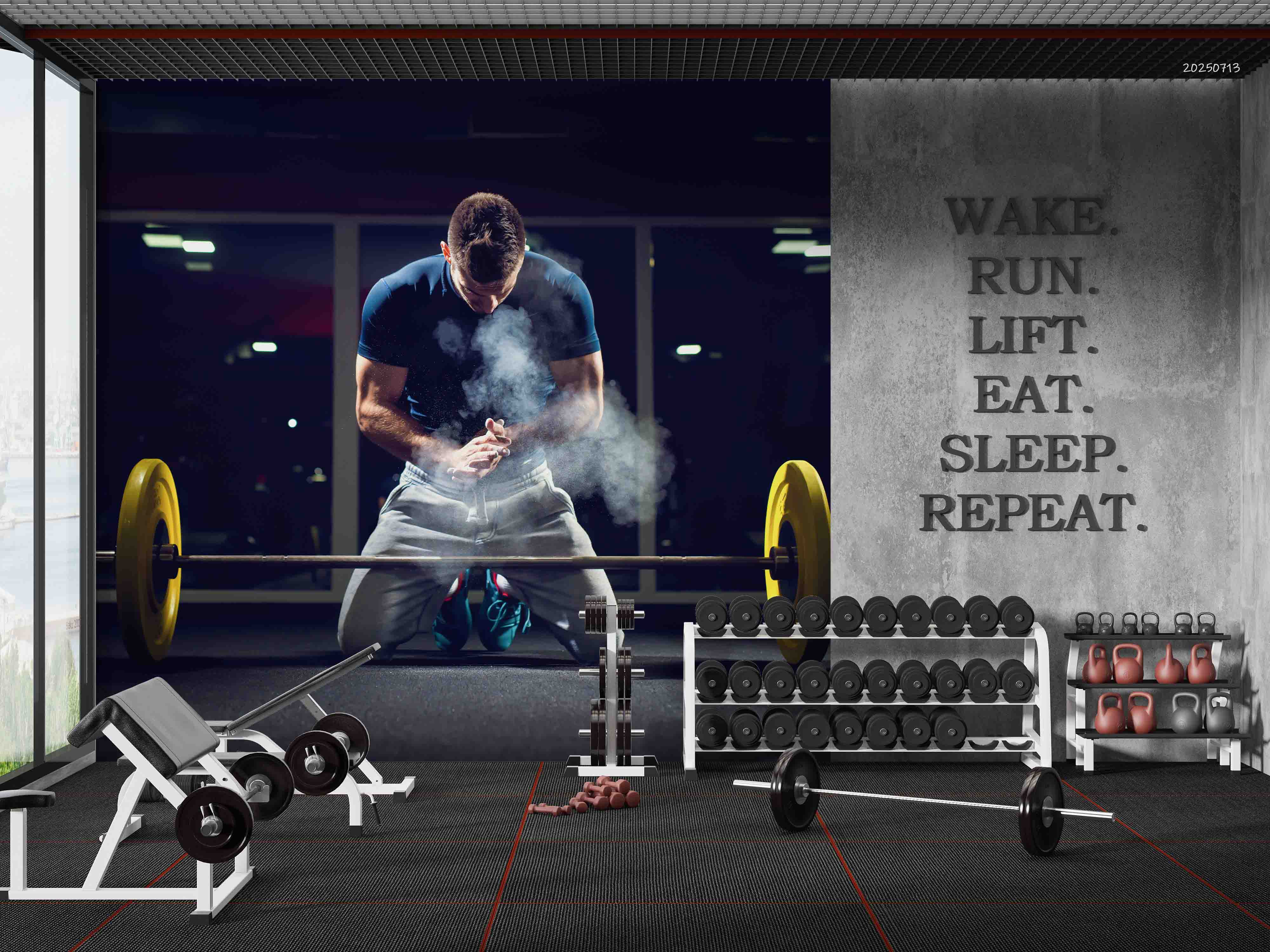 3D Gym Fitness Gymnasium Dumbbell Wall Mural Wallpaper 67