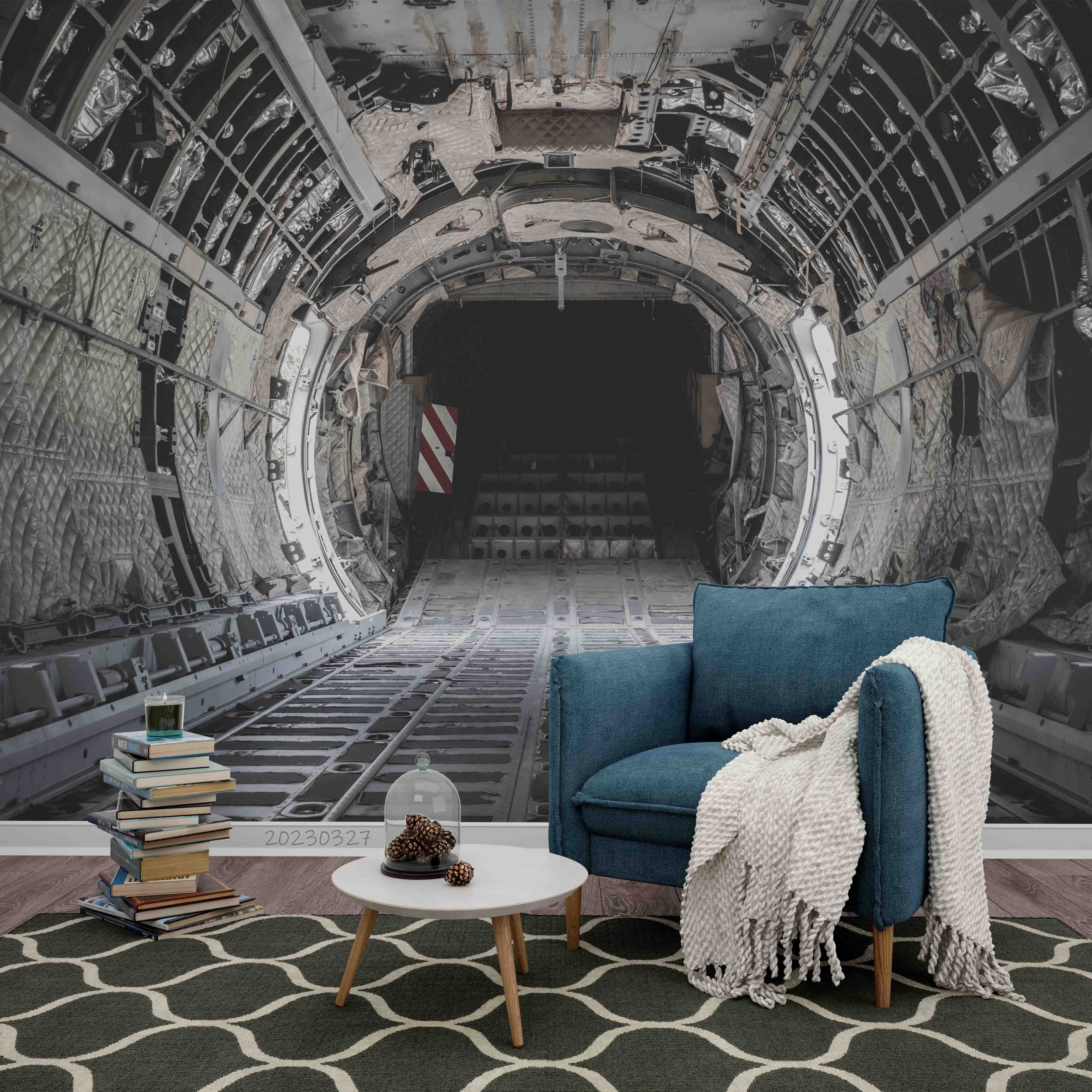 3D Military Transport Aircraft Interior View Wall Mural Wallpaper GD 5460- Jess Art Decoration