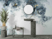 3D Abstract Damaskeen Float Gray Gold Dust Wall Mural Wallpaper YXL 595