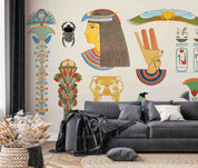 3D Ancient Egypt Pattern Egyptian Hieroglyphic Symbols Wallpaper Wall Mural Wall Decor Wall Art Wall Sticker Remoable Wallpaper LQH