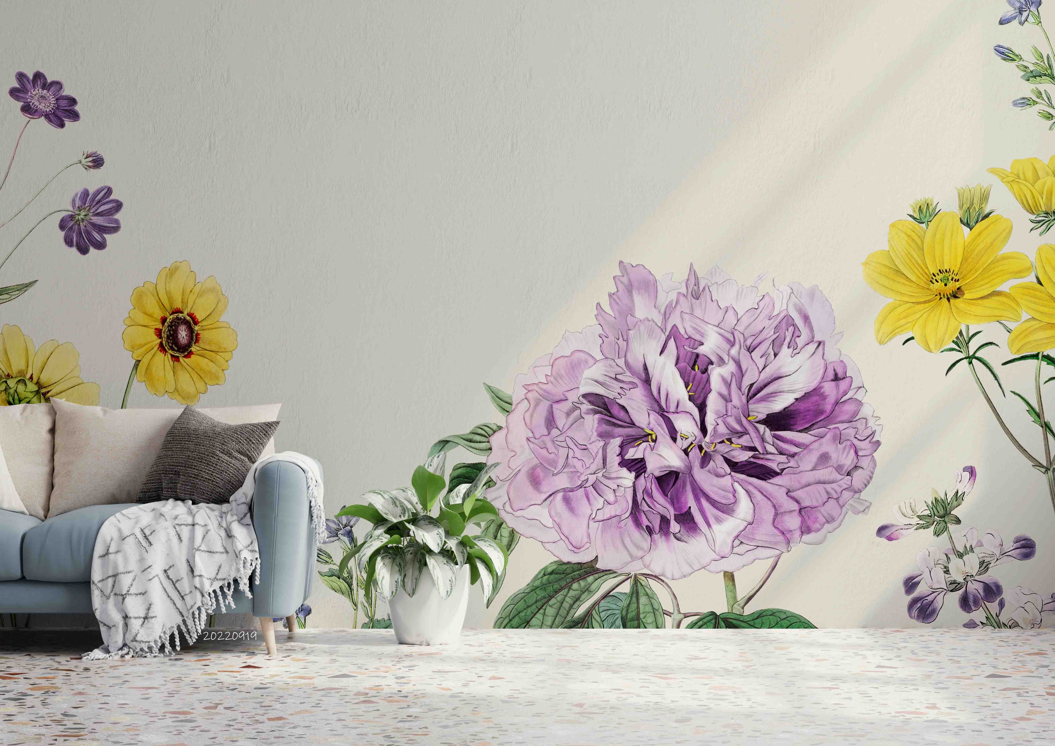 3D Colorful Floral Border Wall Mural Wallpaper GD 3453- Jess Art Decoration