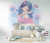 3D Cute Mermaid Jellyfish Kids Wall Mural Wallpaper GD 5613- Jess Art Decoration