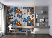 3D Abstract Brown Artistic Leaf Blue Zebra Wallpaper Wall Mural Wall Decor Wall Art Wall Sticker Remoable Wallpaper LQH 47
