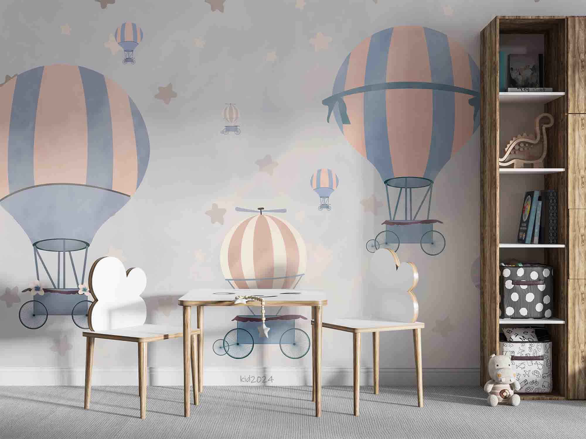 3D Hydrogen Balloon Star Sky Blue Wall Mural Wallpaper YXL 359
