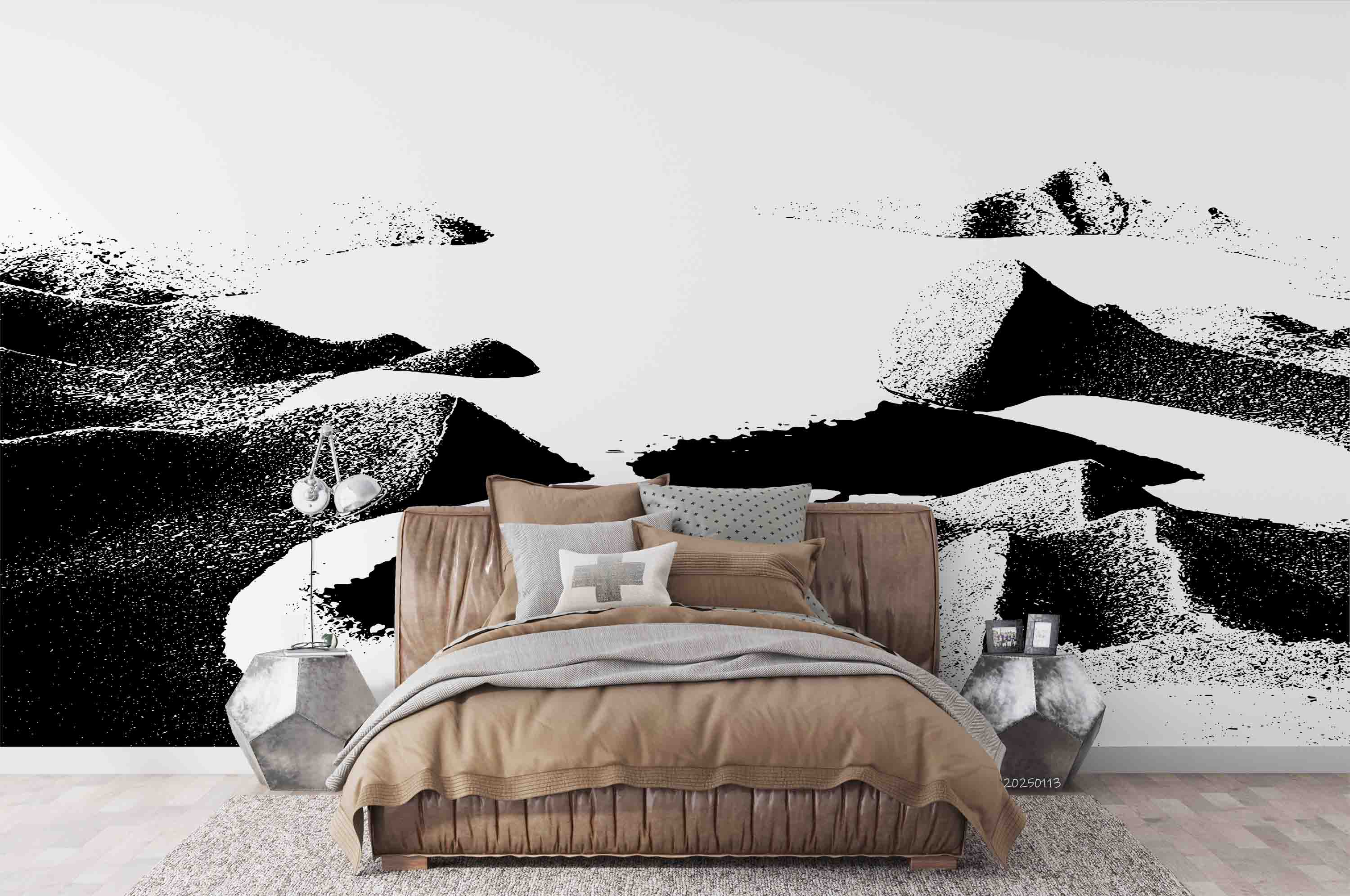 3D Watercolor Black Ink Mountains Wallpaper Wall Mural Wall Decor Wall Art Wall Sticker Remoable Wallpaper LQH 2