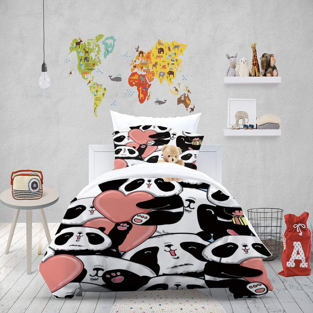 3D Animal Panda Love Claw Quilt Cover Set Bedding Set Duvet Cover Pillowcase 1446